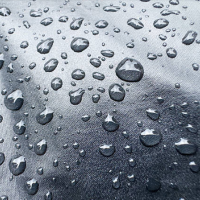 Water beading on durable outdoor fabric, showing Simmerui water-resistant protection technology