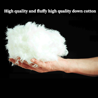 Close-up of Simmerui high-quality down cotton, demonstrating its fluffiness and superior insulation for outdoor apparel