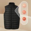 Simmerui black heated vest with temperature control settings, offering 45°C, 55°C, and 65°C heat options for adjustable warmth