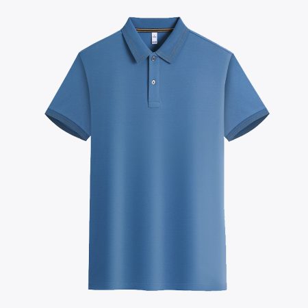 Men's classic navy polo shirt with a collared neck and button-down placket