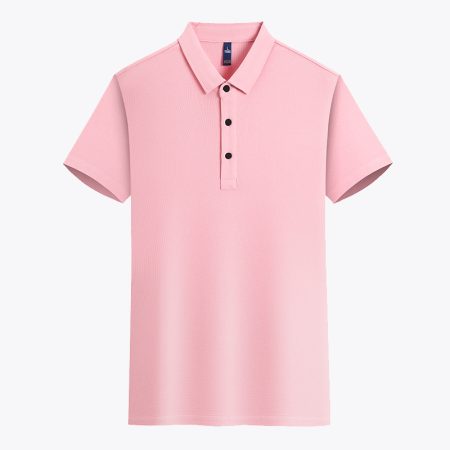 Simmerui men’s classic polo shirt in pink, short sleeve, front view