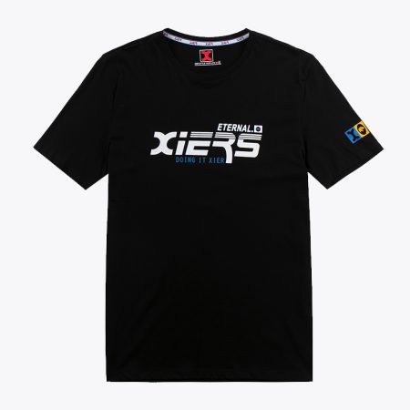 Simmerui men’s graphic t-shirt black, Xiers logo print front view