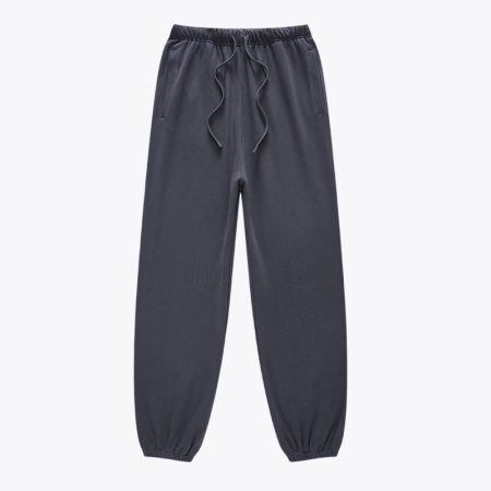 Carbon gray men's sweatpants featuring an elastic waistband with a drawstring for a comfortable fit.