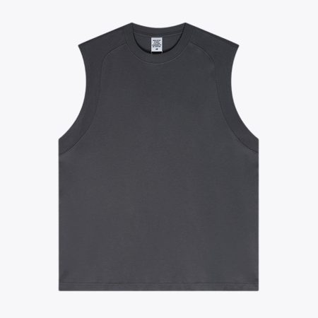 carbon gray sleeveless vest for men with clean, minimal design