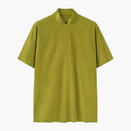 Simmerui Lime Green UPF 50+ Zip-Up Sports T-Shirts for Men