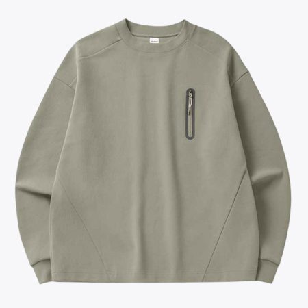 Simmerui Adhesive Pocket Crewneck Sweatshirt For Men