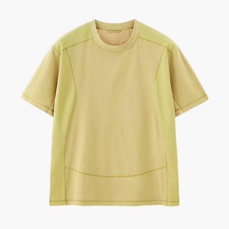 Men's sports t-shirt in yellow with contrast side panels