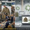 B2B apparel buyers exploring physical trade show booths and digital showrooms.