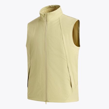 Front view of sleeveless Simmerui Quick-Drying Stand Collar Vest in goose-yellow