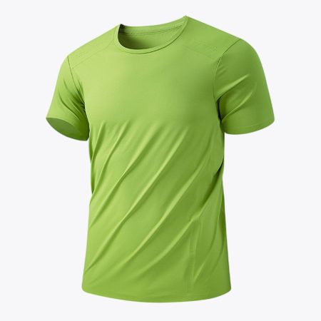 Simmerui seamless sports performance T-shirt in grass-green front view