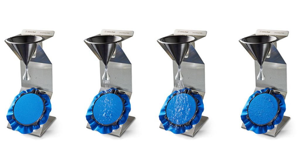 Water repellency spray test on textile material