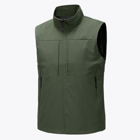 Simmerui tactical multi pocket vest for men in army green front view
