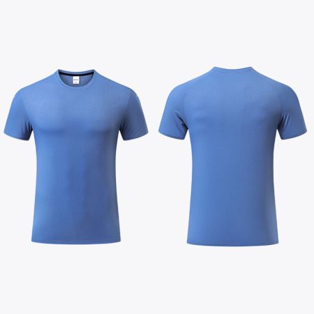 Simmerui blue ice silk short sleeve t-shirt front and back view, quick-dry breathable men’s tee