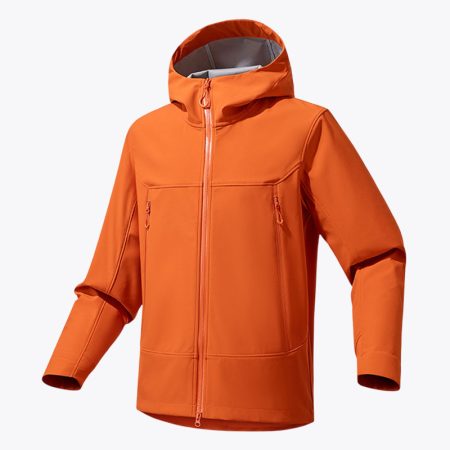 Simmerui outdoor waterproof sport jacket with hood in orange front view
