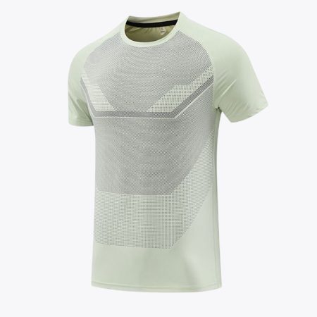 Simmerui men's digital print quick-dry athletic t-shirt in bean green front view