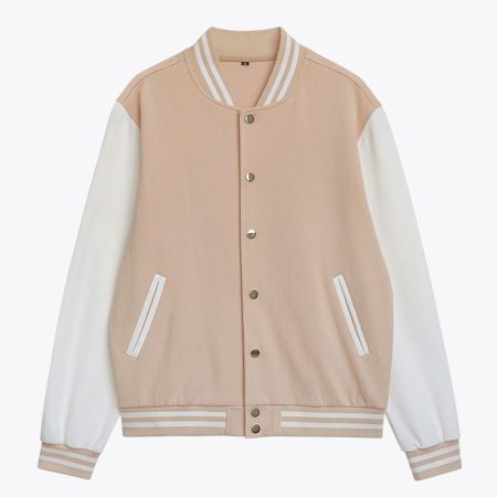 Simmerui patchwork baseball varsity jacket in beige
