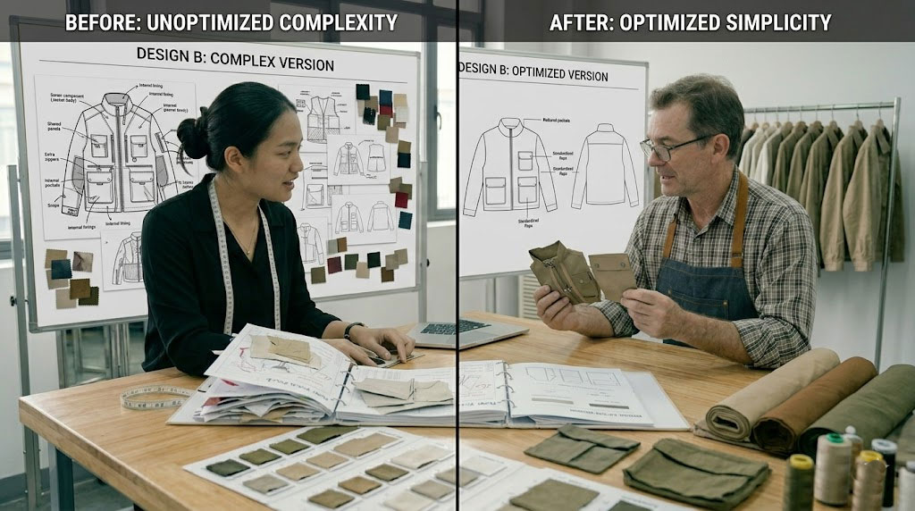 Designer measuring sample garment for fit and accuracy.