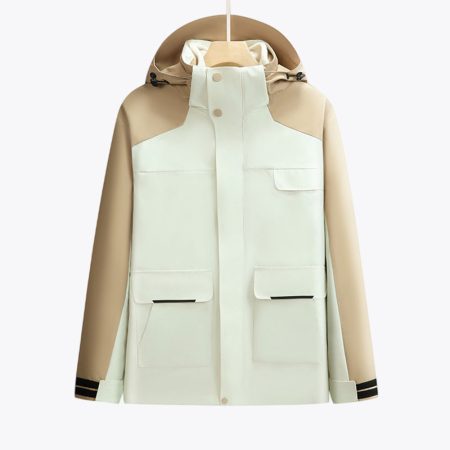 Simmerui men's 3-in-1 detachable winter jacket in crescent-white with contrast hood and utility pockets