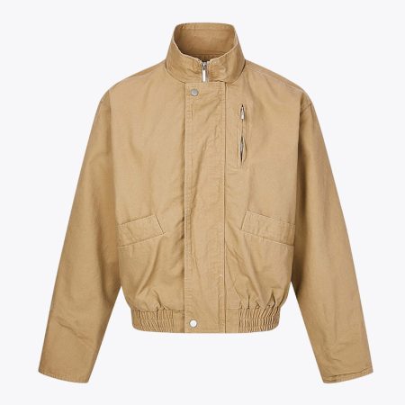Simmerui boxy stand collar bomber jacket in khaki