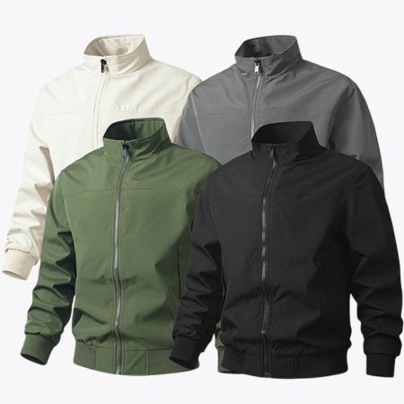 SimmerUI vintage bomber jackets available in cream, grey, green, and black