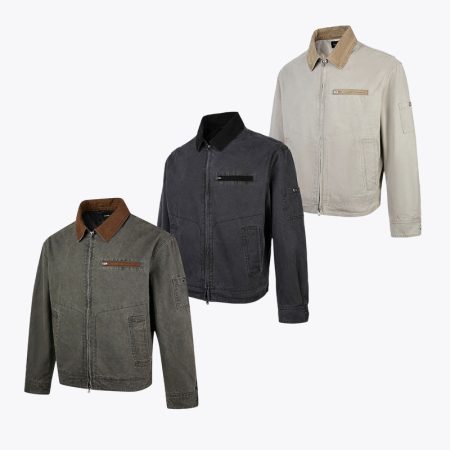 Simmerui men's boxy fit distressed jacket available in apricot, gray, and olive
