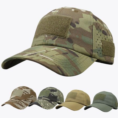 Simmerui tactical baseball caps in camouflage, khaki, green, and desert pattern