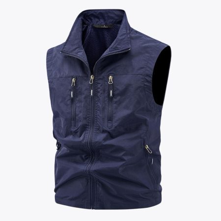 Simmerui Multiple Pockets Outdoor Utility Vest in navy