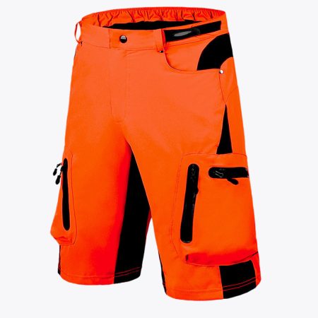 Simmerui men's baggy quick-dry cycling shorts in orange with multi-pocket cargo design