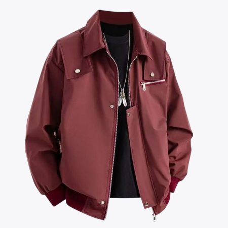 Simmerui men's lightweight full-zip bomber jacket in red with clean design and zip-front closure