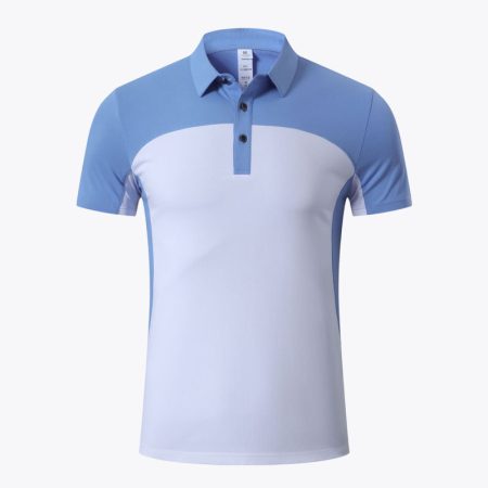 Front view of men's quick-dry sports polo shirt in white