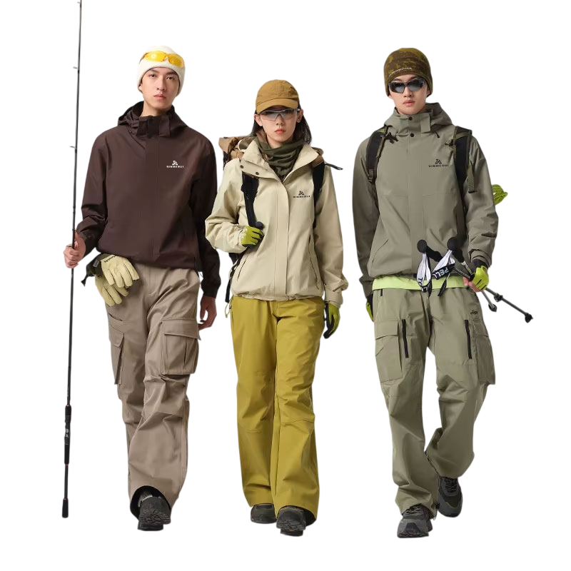 Simmerui Men's Stylish Khaki,Green and Brown Waterproof Outdoor Jacket with New Design
