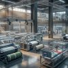 AI-powered textile manufacturing factory with fabric testing and automated quality inspection lines.