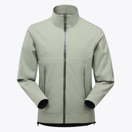 Men's misty green lightweight waterproof jacket front view