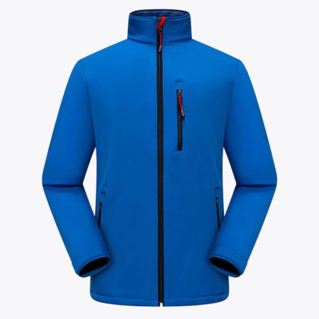 Men's royal-blue polar fleece lined jacket front view