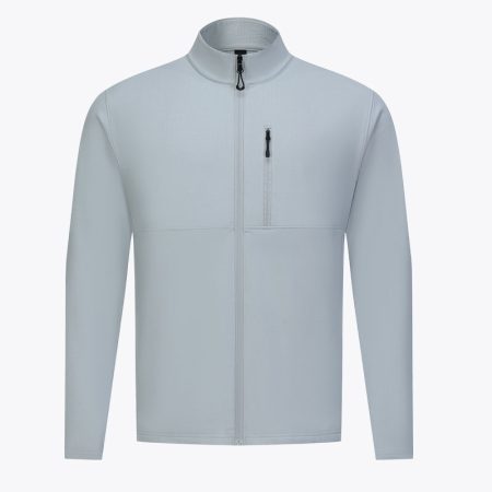 Stardust gray full zip men's fleece jacket front view