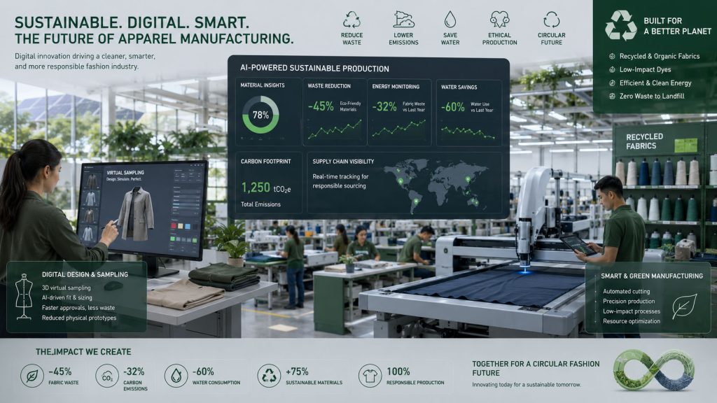 Sustainable digital apparel manufacturing with AI-powered production