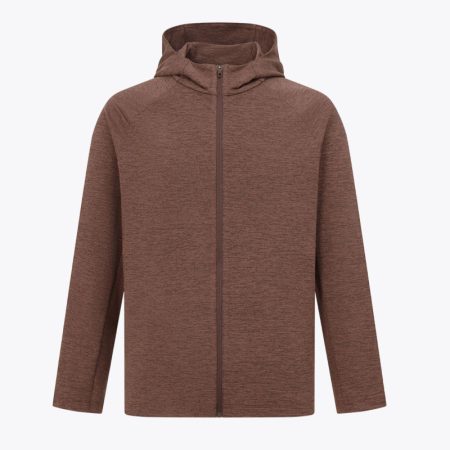 Men's coffee zip up premium hoodie front view