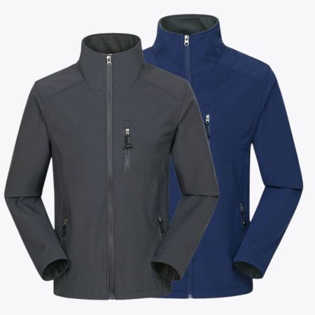 Men's softshell fleece lined jackets in gray and navy colors