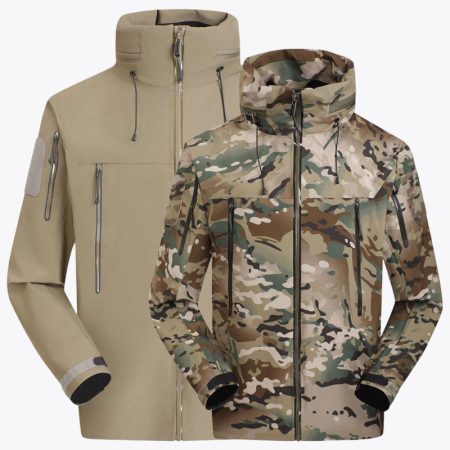 Camouflage and khaki seam taped shell jacket color options