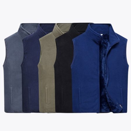 Men's sleeveless thickened fleece vest color options