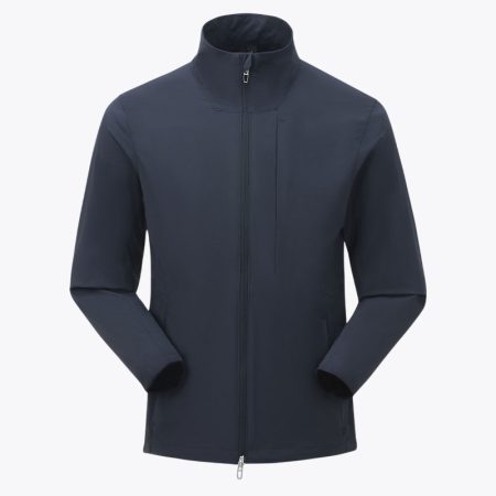 Men's navy stand collar softshell jacket with full zipper