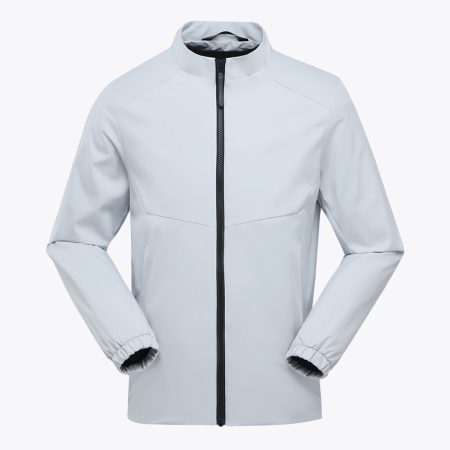 Simmerui Men's Business Stand Collar Softshell Jacket in white-gray