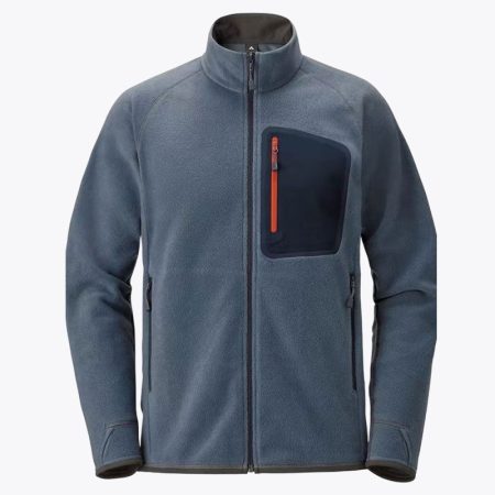 Front view of the SimmerUI double-sided fleece sports jacket in navy, featuring a modern stand-up collar, full-length front zipper, and a clean, athletic-fit silhouette.