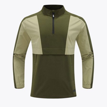 SimmerUI Men's Softshell Quick-Drying Jacket in classic Olive-green, shown from the front with a half-zip collar and lightweight athletic design.