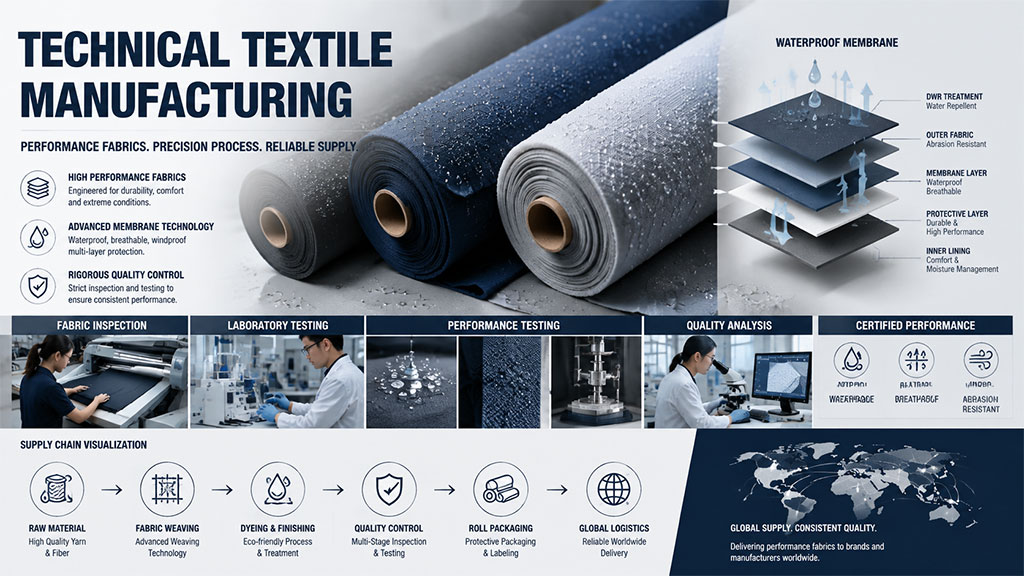 Fabric rolls and material selection representing sourcing and availability issues in apparel production