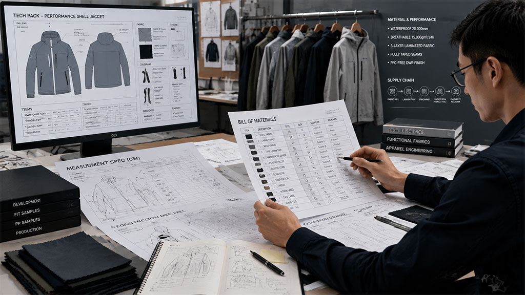 Incomplete garment tech pack and product specifications representing avoidable manufacturing delays