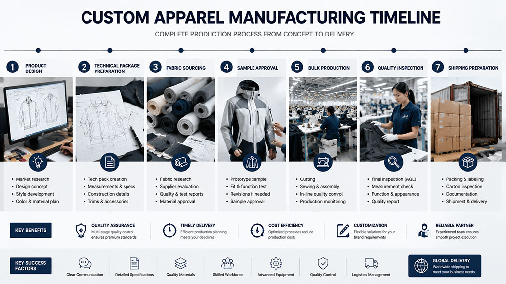 Custom apparel production timeline representing why manufacturing lead time matters for clothing brands