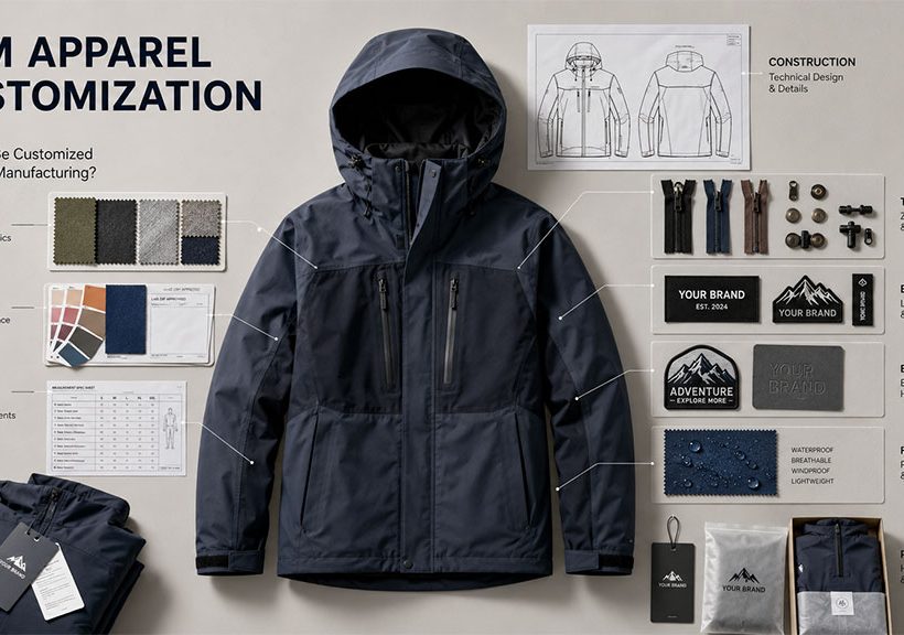OEM apparel customization options from fabric and garment construction to branding, finishing and packaging