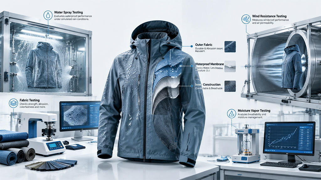 State-of-the-art testing lab: We evaluate technical jackets for waterproofing, wind resistance, breathability, and fabric durability. Proven performance guaranteed.