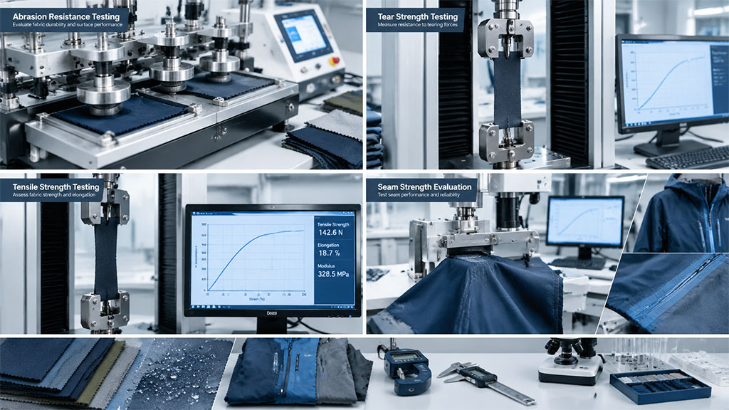 Ensure long-term durability with rigorous testing. We evaluate abrasion resistance, tear strength, tensile strength (e.g., 142.6 N), and seam reliability for outdoor gear.